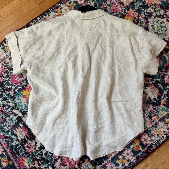 J. Crew Capitaine Shirt in Baird McNutt Irish Linen Button Down Short Sleeves XL - Picture 4 of 7